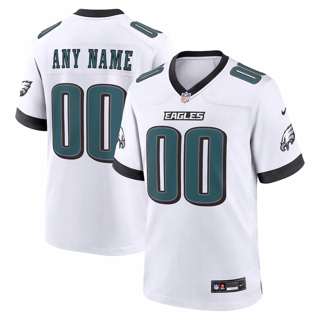 Men's Philadelphia Eagles Nike White White Custom Game Jersey