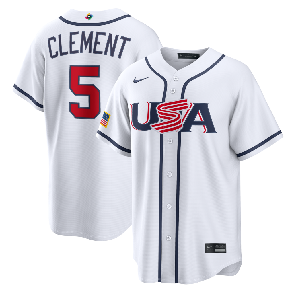 Men's USA Baseball Ernie Clement Nike White 2026 World Baseball Classic Home Stadium Jersey - ujerseystore
