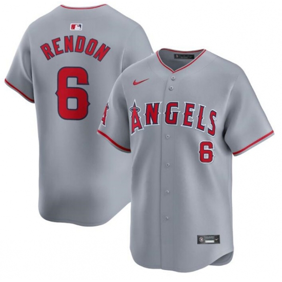 Men's Los Angeles Angels #6 Anthony Rendon Gray Away Limited Baseball Stitched Jersey - Ujersey