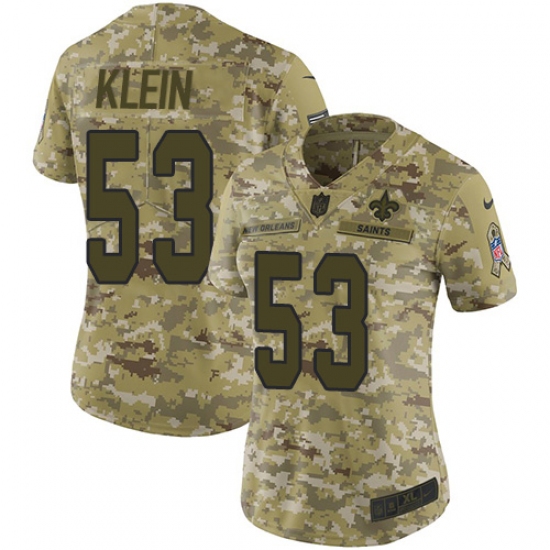 Women's Nike New Orleans Saints #53 A.J. Klein Limited Camo 2018 Salute to Service NFL Jersey - Ujersey