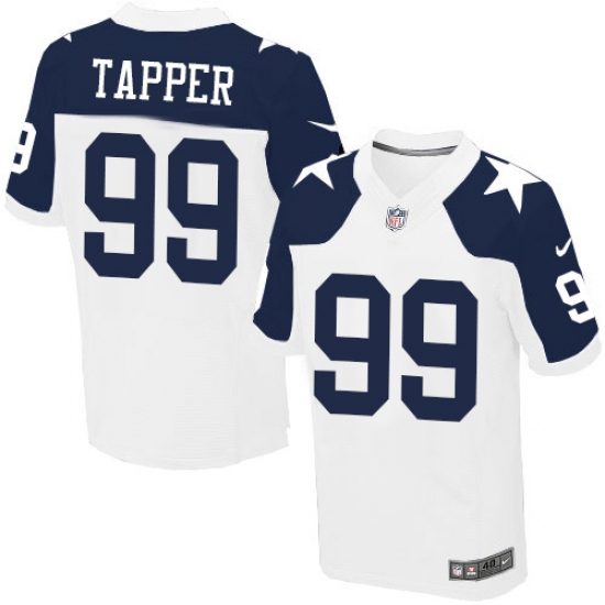 Men's Nike Dallas Cowboys #99 Charles Tapper Elite White Throwback Alternate NFL Jersey - Ujersey