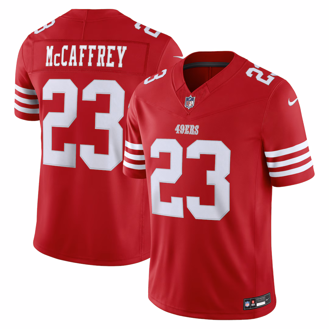 Men's San Francisco 49ers Christian McCaffrey Nike Scarlet Team Vapor F.U.S.E. Stitched Limited Jersey