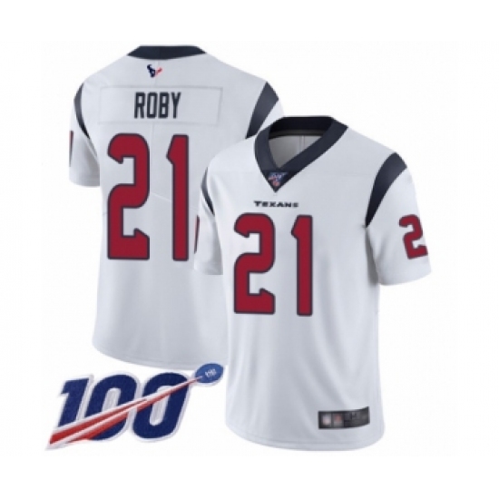 Men's Houston Texans #21 Bradley Roby White Vapor Untouchable Limited Player 100th Season Football Jersey - Ujersey