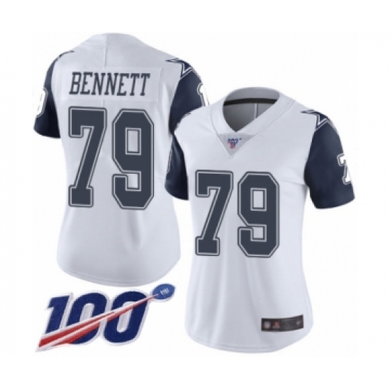 Women's Dallas Cowboys #79 Michael Bennett Limited White Rush Vapor Untouchable 100th Season Football Jersey - Ujersey