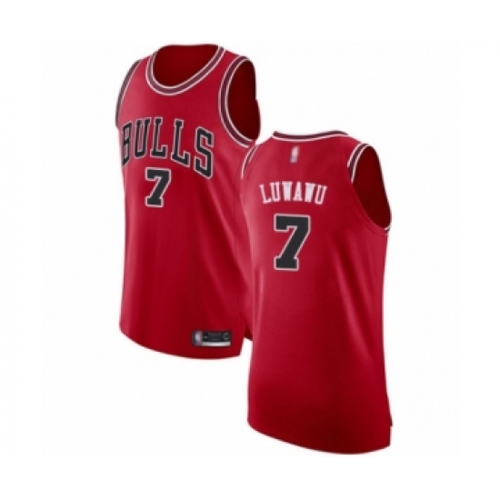 Men's Chicago Bulls #7 Timothe Luwawu Authentic Red Basketball Jersey - Icon Edition