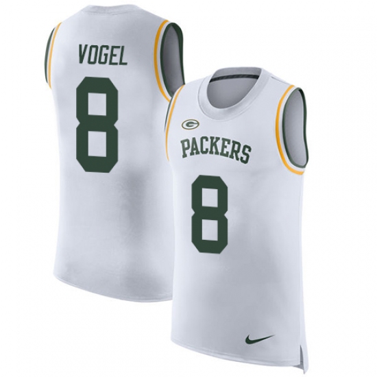 Men's Nike Green Bay Packers #8 Justin Vogel White Rush Player Name & Number Tank Top NFL Jersey - Ujersey