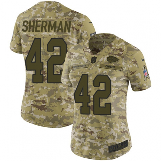 Women's Nike Kansas City Chiefs #42 Anthony Sherman Limited Camo 2018 Salute to Service NFL Jerseyy - Ujersey