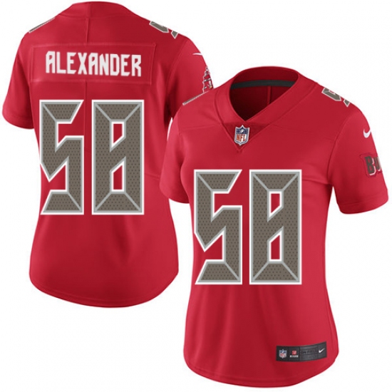 Women's Nike Tampa Bay Buccaneers #58 Kwon Alexander Limited Red Rush Vapor Untouchable NFL Jersey - Ujersey