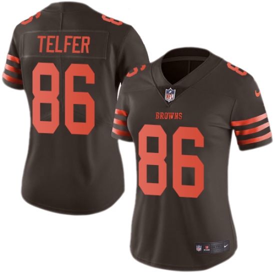 Women's Nike Cleveland Browns #86 Randall Telfer Limited Brown Rush Vapor Untouchable NFL Jersey - Ujersey