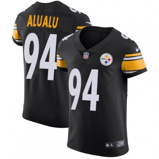 Men's Nike Pittsburgh Steelers #94 Tyson Alualu Black Team Color Vapor Untouchable Elite Player NFL Jersey - Ujersey