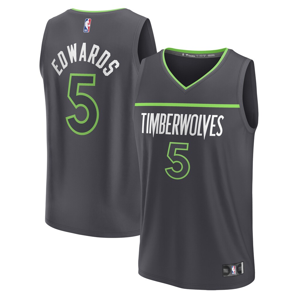Men's Minnesota Timberwolves Anthony Edwards Fanatics Anthracite Fast Break Replica Player Jersey - Statement Edition - Ujersey