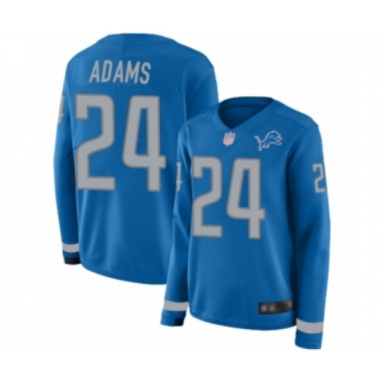 Women's Detroit Lions #24 Andrew Adams Limited Blue Therma Long Sleeve Football Jersey - Ujersey