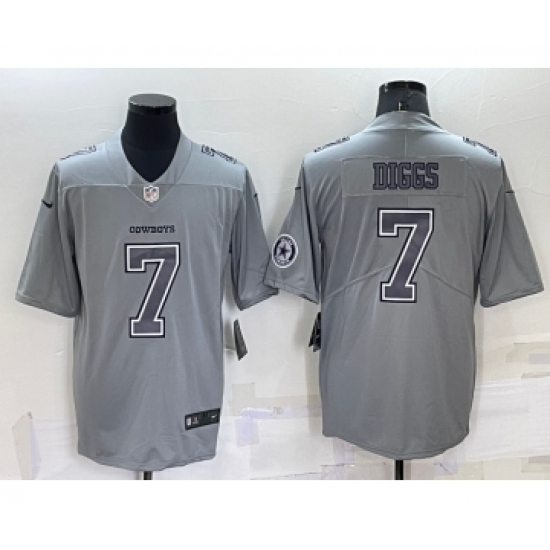 Men's Dallas Cowboys #7 Trevon Diggs LOGO Grey Atmosphere Fashion 2022 Vapor Untouchable Stitched Nike Limited Jersey - Ujersey