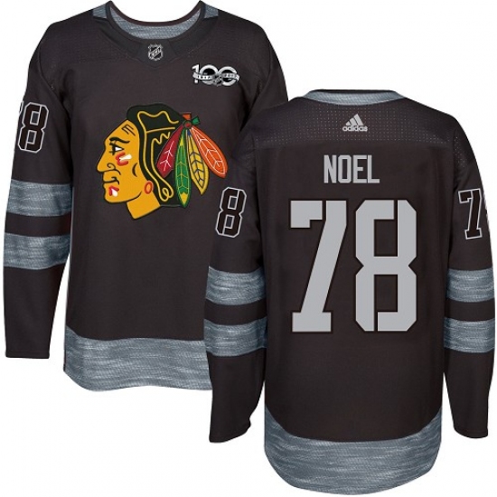 Men's Adidas Chicago Blackhawks #78 Nathan Noel Authentic Black 1917-2017 100th Anniversary NHL Jersey