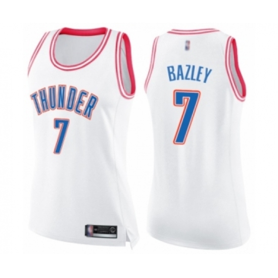 Women's Oklahoma City Thunder #7 Darius Bazley Swingman White Pink Fashion Basketball Jersey - Ujersey
