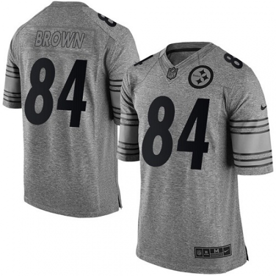 Men's Nike Pittsburgh Steelers #84 Antonio Brown Limited Gray Gridiron NFL Jersey - Ujersey