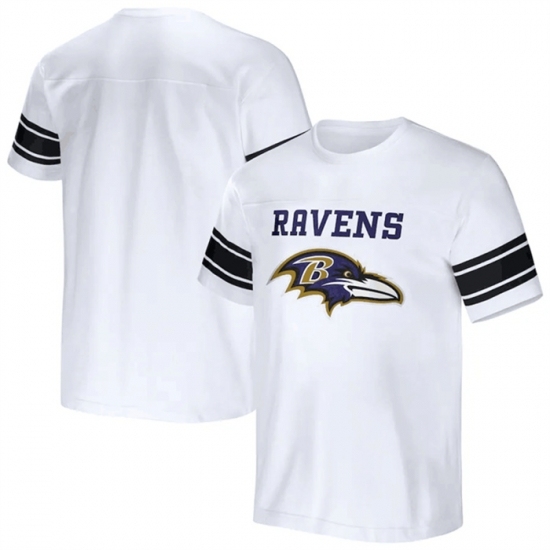 Men's Baltimore Ravens White X Darius Rucker Collection Football Striped T Shirt - Ujersey