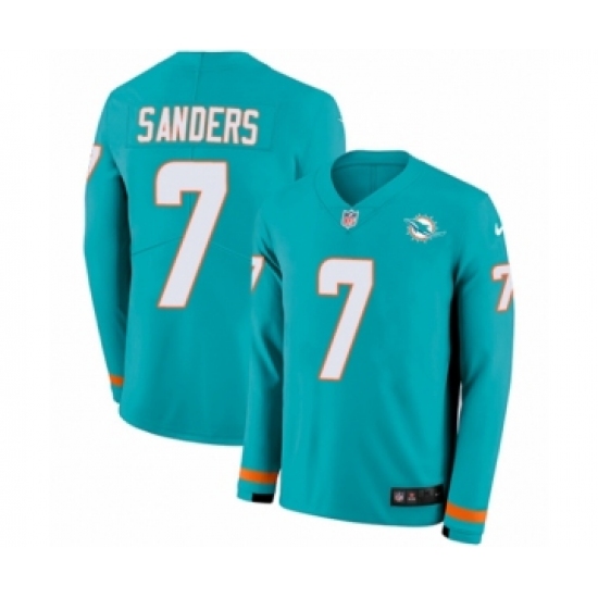 Men's Nike Miami Dolphins #7 Jason Sanders Limited Aqua Therma Long Sleeve NFL Jersey - Ujersey