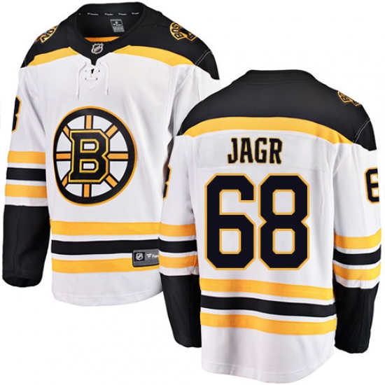 Men's Boston Bruins #68 Jaromir Jagr Authentic White Away Fanatics Branded Breakaway NHL Jersey - Ujersey