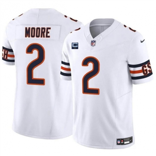Men's Chicago Bears #2 DJ Moore White 2024 F.U.S.E. With 1-star C Vapor Untouchable Limited Football Stitched Jersey - Ujersey