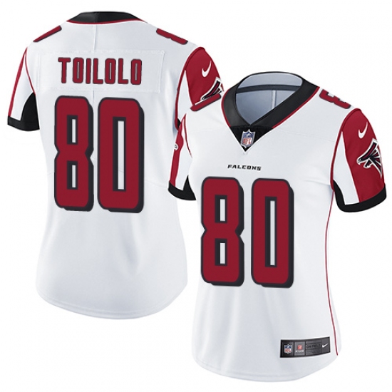Women's Nike Atlanta Falcons #80 Levine Toilolo White Vapor Untouchable Limited Player NFL Jersey - Ujersey