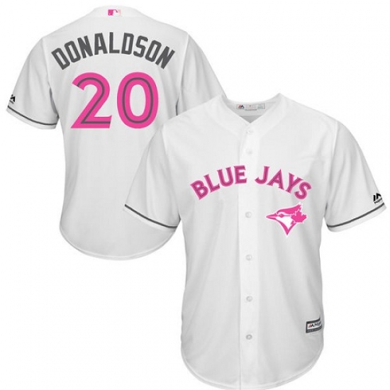 Men's Majestic Toronto Blue Jays #20 Josh Donaldson Replica White 2016 Mother's Day MLB Jersey - Ujersey
