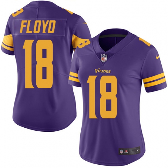Women's Nike Minnesota Vikings #18 Michael Floyd Limited Purple Rush Vapor Untouchable NFL Jersey - Ujersey