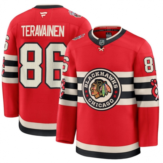 Men's Chicago Blackhawks #86 Teuvo Teravainen Red 2024-25 Winter Classic Stitched Hockey Jersey - Ujersey