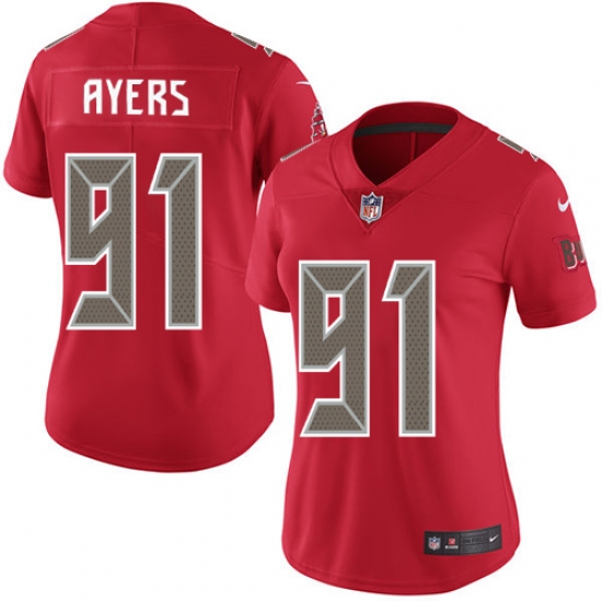 Women's Nike Tampa Bay Buccaneers #91 Robert Ayers Limited Red Rush Vapor Untouchable NFL Jersey - Ujersey