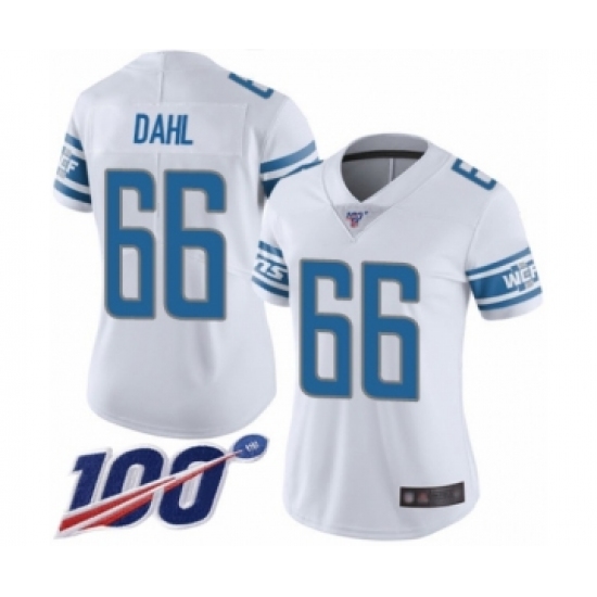 Women's Detroit Lions #66 Joe Dahl White Vapor Untouchable Limited Player 100th Season Football Jersey - Ujersey