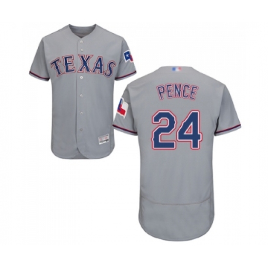Men's Texas Rangers #24 Hunter Pence Grey Road Flex Base Authentic Collection Baseball Jersey - Ujersey