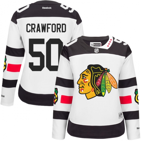 Women's Reebok Chicago Blackhawks #50 Corey Crawford Authentic White 2016 Stadium Series NHL Jersey - Ujersey