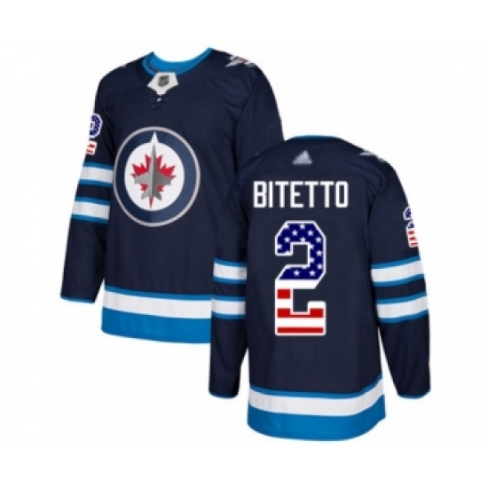 Men's Winnipeg Jets #2 Anthony Bitetto Authentic Navy Blue USA Flag Fashion Hockey Jersey - Ujersey