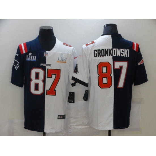 Men's Tampa Bay Buccaneers #87 Rob Gronkowski Blue White Bowl LV Bowl LIII Limited Split Fashion Football Jersey - Ujersey