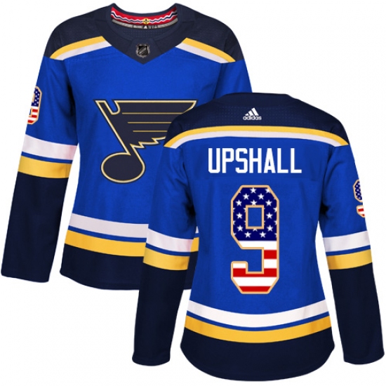 Women's Adidas St. Louis Blues #9 Scottie Upshall Authentic Blue USA Flag Fashion NHL Jersey - Ujersey