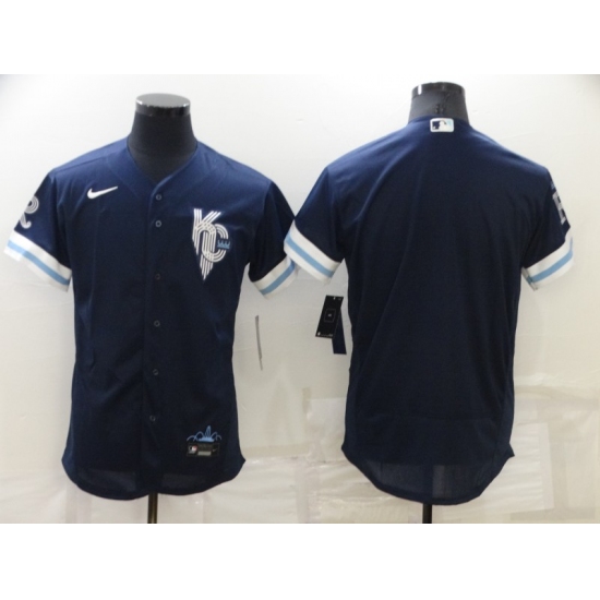 Men's Kansas City Royals Blank 2022 Navy Blue City Connect Flex Base Stitched Jersey - Ujersey