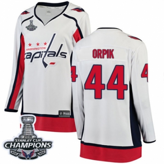 Women's Washington Capitals #44 Brooks Orpik Fanatics Branded White Away Breakaway 2018 Stanley Cup Final Champions NHL Jersey - Ujersey