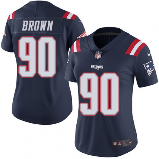 Women's Nike New England Patriots #90 Malcom Brown Limited Navy Blue Rush Vapor Untouchable NFL Jersey - Ujersey