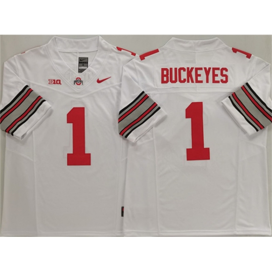 Men's Ohio State Buckeyes #1 Buckeyes White 2025 F.U.S.E. Limited Stitched Jersey - Ujersey