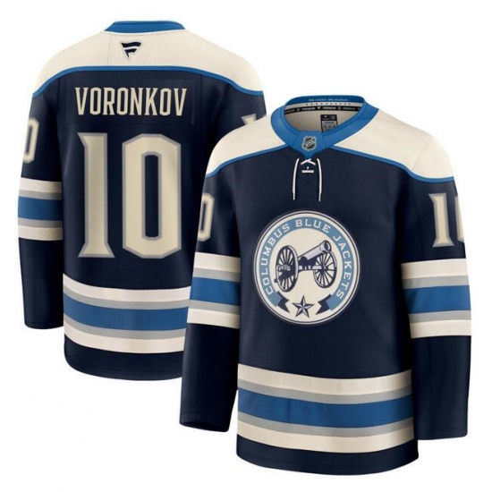 Men's Columbus Blue Jackets #10 Dmitri Voronkov Navy 2024-25 Alternate Stitched Hockey Jersey - Ujersey