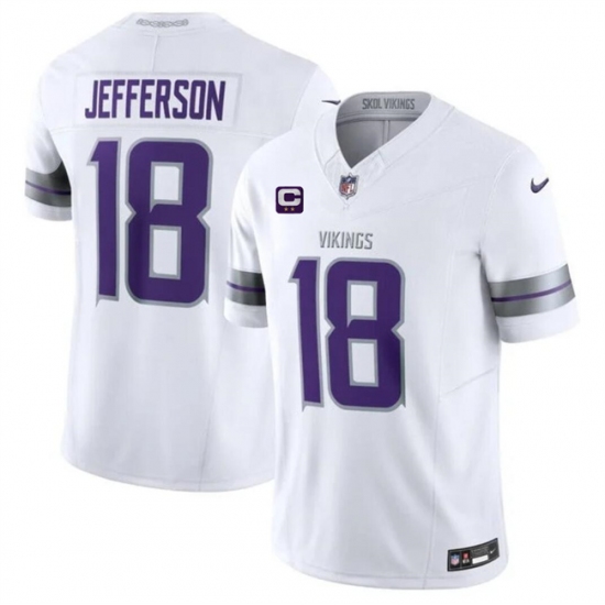 Men's Minnesota Vikings #18 Justin Jefferson White 2024 F.U.S.E. With 2-Star C Winter Warrior Limited Stitched Jersey - Ujersey