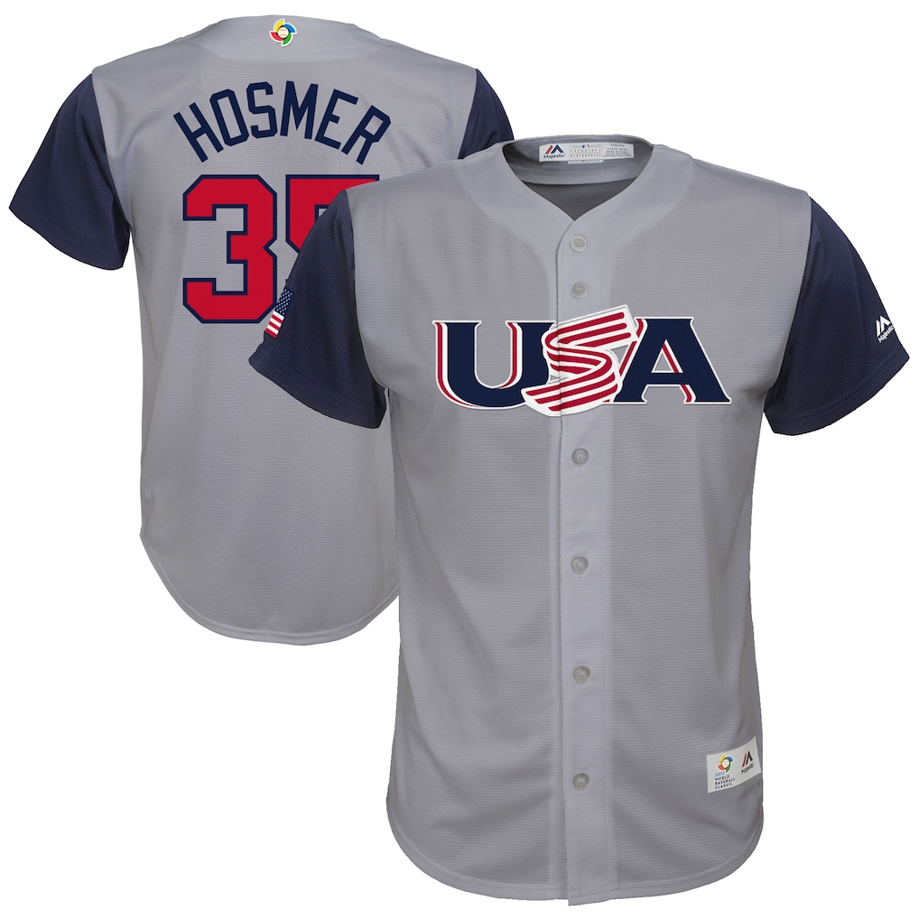 Youth USA Baseball Eric Hosmer Majestic Gray 2017 World Baseball Classic Replica Jersey