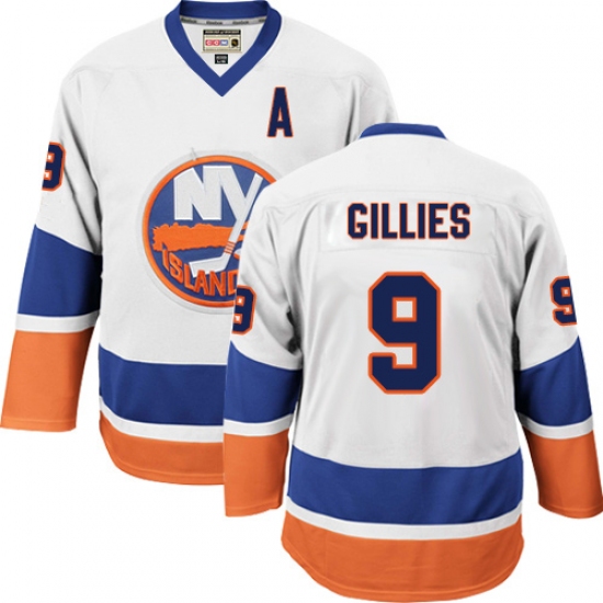 Men's CCM New York Islanders #9 Clark Gillies Authentic White Throwback NHL Jersey - Ujersey