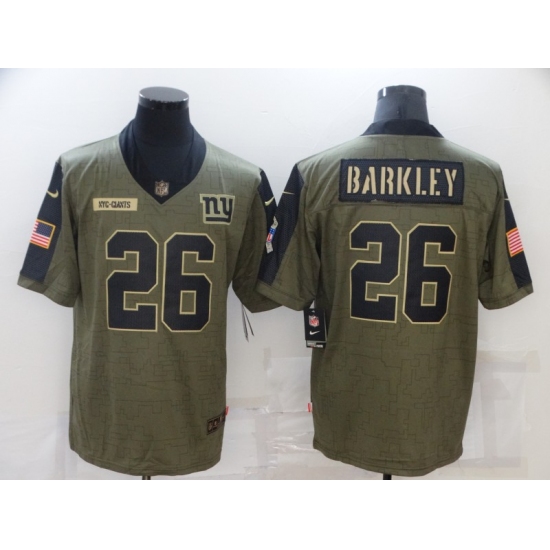 Men's New York Giants #26 Saquon Barkley Nike Olive 2021 Salute To Service Limited Player Jersey - Ujersey
