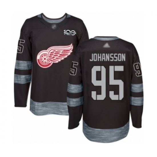 Men's Detroit Red Wings #95 Albert Johansson Authentic Black 1917-2017 100th Anniversary Hockey Jersey - Ujersey