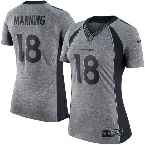Women's Nike Denver Broncos #18 Peyton Manning Limited Gray Gridiron NFL Jersey - Ujersey
