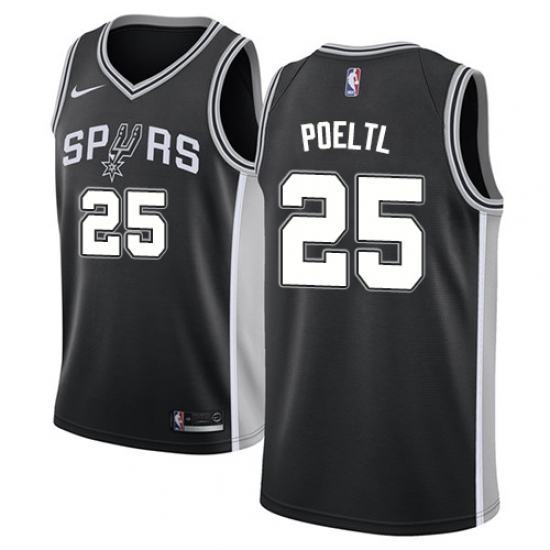 Men's Nike San Antonio Spurs #25 Jakob Poeltl Swingman Black NBA Jersey - Icon Edition - Ujersey