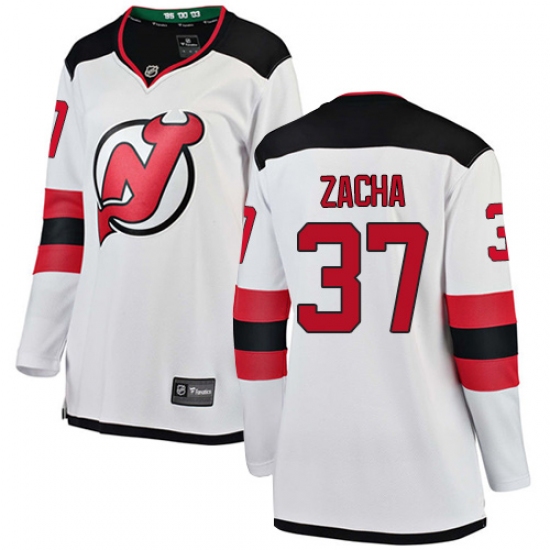 Women's New Jersey Devils #37 Pavel Zacha Fanatics Branded White Away Breakaway NHL Jersey - Ujersey