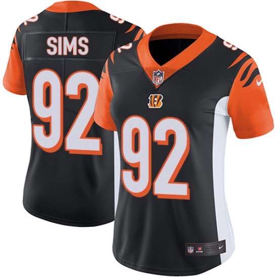 Women's Nike Cincinnati Bengals #92 Pat Sims Vapor Untouchable Limited Black Team Color NFL Jersey - Ujersey