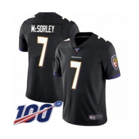 Men's Baltimore Ravens #7 Trace McSorley Black Alternate Vapor Untouchable Limited Player 100th Season Football Jersey